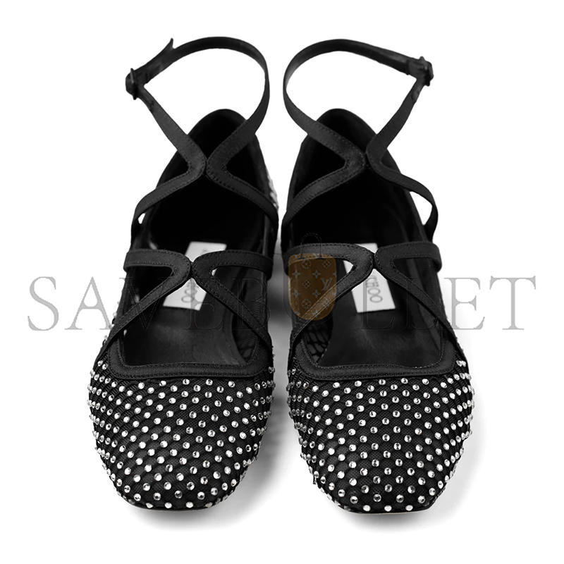 JIMMY CHOO ASTORIA FLAT BLACK SATIN CRYSTAL FLATS ASTORIAFLATQHS JIMMY CHOO ASTORIA FLAT BLACK SATIN CRYSTAL FLATS ASTORIAFLATQHS